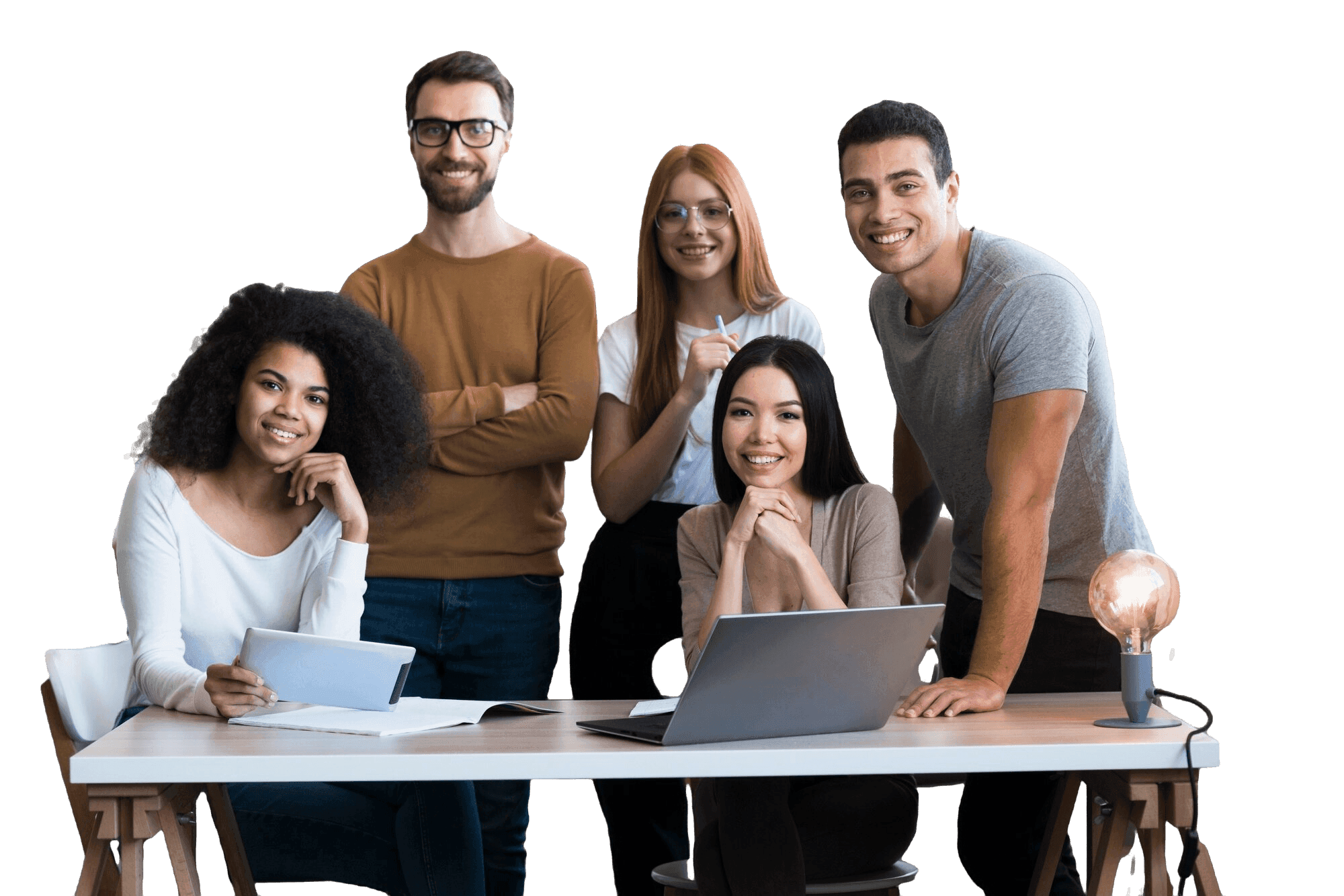 community young people posing together